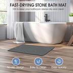 Veeloim Stone Bath Mat Diatomaceous Earth Bath Mat Super Absorbent Stone Bath Mats for Bathroom/Kitchen Counter Quick Drying Diatomite Bath Stone Mat Natural Non-Slip Easy to Clean(23.6×15.4")