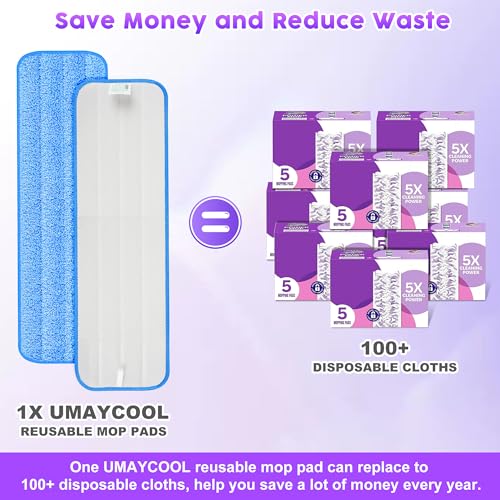6 Pack Reusable Mop Pads Compatible with Swiffer PowerMop, Power Mop Refills Power Mop Refill Pads Wet Pads Refill Mop Pads Refills Machine Washable Thicken Microfiber Mop Pads for Hardwood Floor
