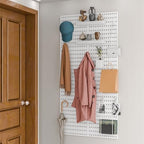 Pegboard Combination Kit,Pegboard Wall Organizer, Peg board Wall Mounted ,Pegboard for Wall, 25.2" x 25.2" White Pegboard 20 Accessories for Organize Home, Office, And Gaming Setup