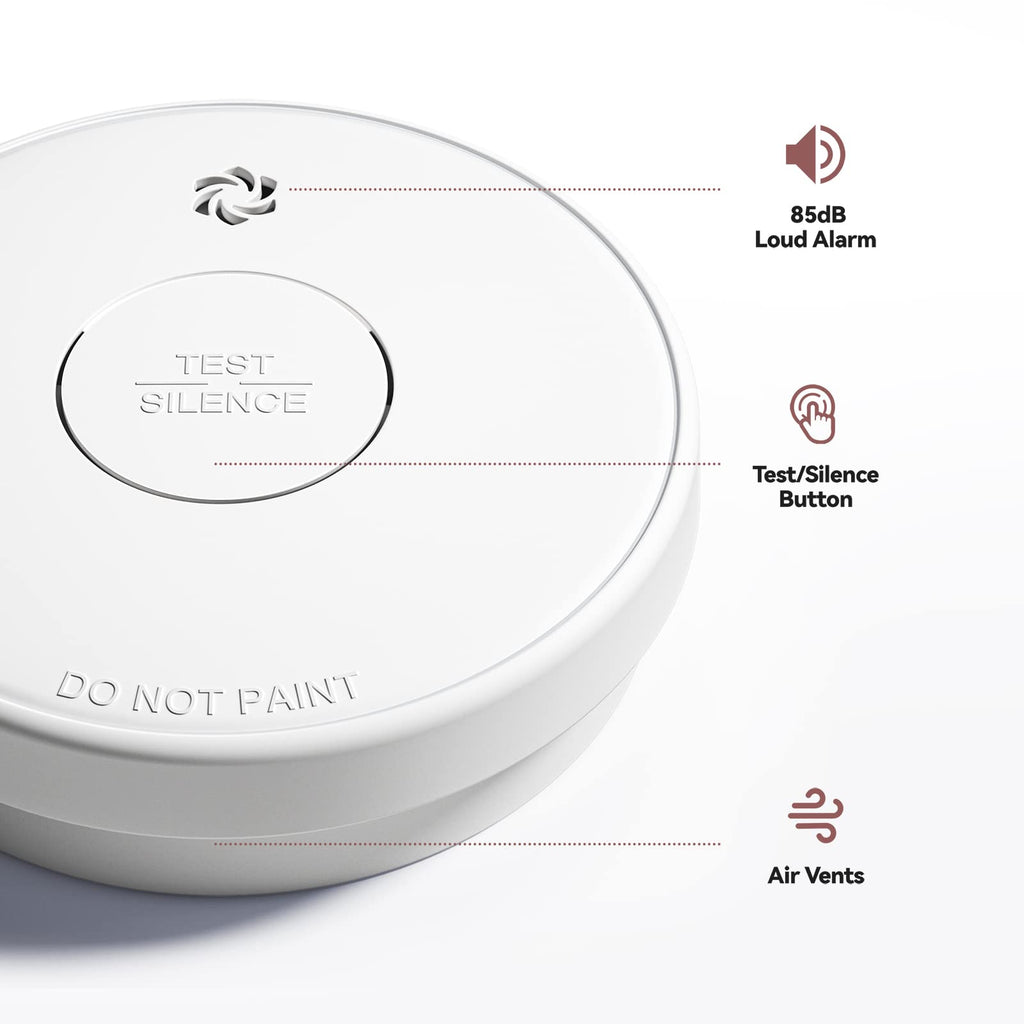 Putogesafe Smoke Detector Interconnected, Wireless Smoke Alarm with 5 Years Replaceable Battery, 10-Year Lifetime Fire Alarm with Silence Function and Low Battery Warning for Bedroom and Home,1 Pack
