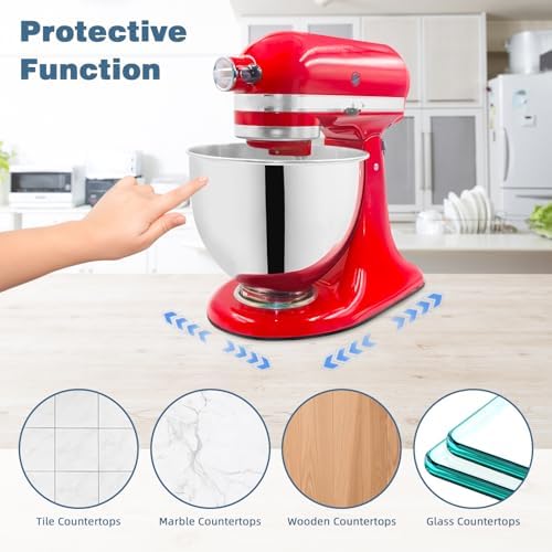 Mixer Slider Mat for Kitchen Aid 4.5-5 Qt Tilt Head Stand Mixer, Glossy Sliding Tray Mixer Sliders for Kitchenaid Artisan Mixer, Kitchen Aid Accessories and Attachments, Countertop Storage, Black