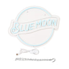JFLLamp Blue Moon Neon Signs for Wall Decor Neon Lights for Bedroom Led Signs Suitable for Man Cave Bar Pub Restaurant Christmas Birthday Party Gift 5V Usb Power, 14 * 12.2 Inch(Azure+White)