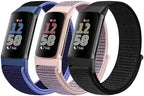 Sport Loop Nylon Watch Bands Compatible with Fitbit Charge 6/5, Adjustable Breathable Replacement Soft Nylon Loop Wristband for Women/Men