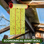 10 Rolls Giant Sticky Fly Traps 30 Feet Fly Strips for Indoor Outdoor Hanging Fly Tapes Non Toxic Fly Ribbon Fruit Fly Gnat Trap Killer for Bug Insect Pest Mosquito Plants House Kitchen Horse Stable