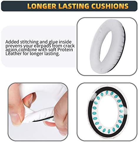 Premium Replacement Ear Pads Compatible for Bose QC35 & QC35ii Over-Ear Headphones Made by GEVO- Comfortable Adaptive Memory Foam and Extra Durable Earpads Kit for Bose QuietComfort 35 &35ii(White)