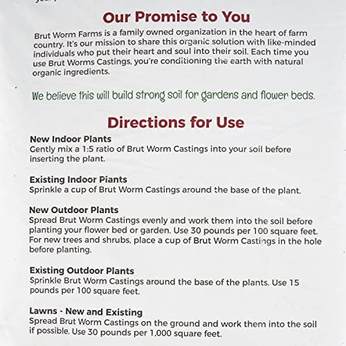 Brut Organic Worm Castings – 12 LB – Garden's Elixir for Thriving Blooms & Harvests!