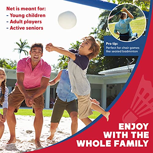BOULDER Portable Badminton Net Set - for Tennis, Soccer Tennis, Pickleball, Kids Volleyball - Easy Setup Nylon Sports Net with Poles (Blue/Red, 10 FT)