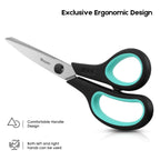 3-Pack 8" Heavy Duty Scissors with Ultra Sharp Blades and Comfort Grip Handles - For Office, Home, School, Sewing, and Crafts