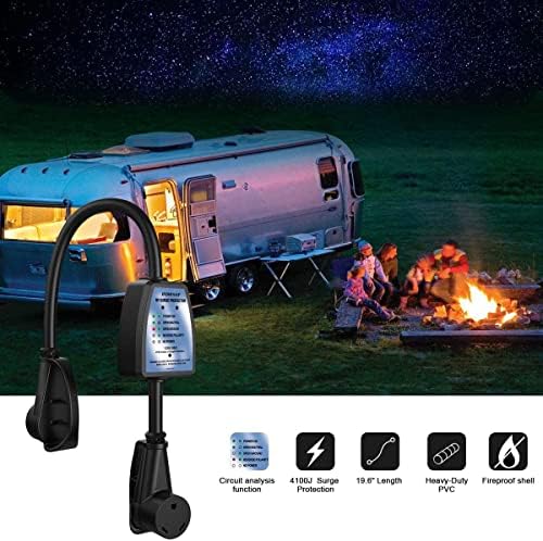 30amp Surge Protector for RV Accessories - POWSAF rv Voltage Protector/Monitor with Surge Protection(4100 Joules), Designed with Easy to Use Handles, ETL Listed, Black