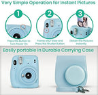 Fujifilm Instax Mini 11 Camera with Fujifilm Instant Mini Film (60 Sheets) Bundle with Deals Number One Accessories Including Carrying Case, Selfie Lens, Photo Album, Stickers (Sky Blue)