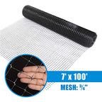 Fencer Wire 7 ft. x 100 ft. Garden & Plant Protective Netting with 3/4" Mesh, Reusable & Doesn't Tangle, Protection Against Bird, Deer and Other Animals, Multiple Choices Available