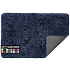 Gorilla Grip Soak Stopper Absorbent Indoor Chenille Doormat, 36x24, Muddy Dog Washable Mat, Quick Dry Soft Microfiber, Durable Rubber Backing, Absorbs Water and Moisture, Door Mat for Entry, Navy Blue