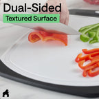 BPA-Free Reversible Kitchen Cutting Board Set of 3, US Designed, Nonporous, Juice Grooves Catch Liquid, Slip Resistant Border, Dishwasher Safe, Durable Large Food Chopping Boards, Black