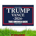Factory Crafts Made In USA, Not China | Trump Vance 2024 Yard Sign | Take America back Blue lawn Rally Placard | Outdoor Decoration 18" x 12" Double Sided Print with H-Stake