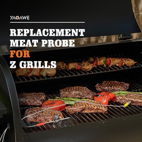 2-Pack Meat Probe Replacement for Oklahoma Joe's, Z Grills, Cuisinart Wood Pellet Grill and Smoker, with Grommet and Temperature Probe Clip
