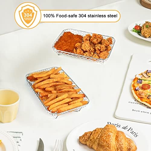 BYKITCHEN Air Fryer Rack for Ninja Dual Airfryer, 3pcs Stackable Stainless Steel Dehydrator Rack, Rectangle Double Air Fryer Accessories, Ninja Dual Airfryer Accessories