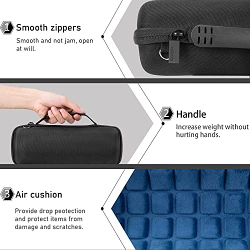 co2CREA Hard Travel Case Replacement for JBL Flip 7 Flip 6 FLIP 5 Waterproof Portable Bluetooth Speaker (Black Case + Inside Blue)