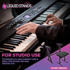 Liquid Stands Piano Keyboard Stand and Bench Set - Portable Heavy Duty Digital Piano Stand for 54-88 Key Electric Pianos & Adjustable Bench, Chair, Stool, Seat - Sturdy Keyboard Music Accessories