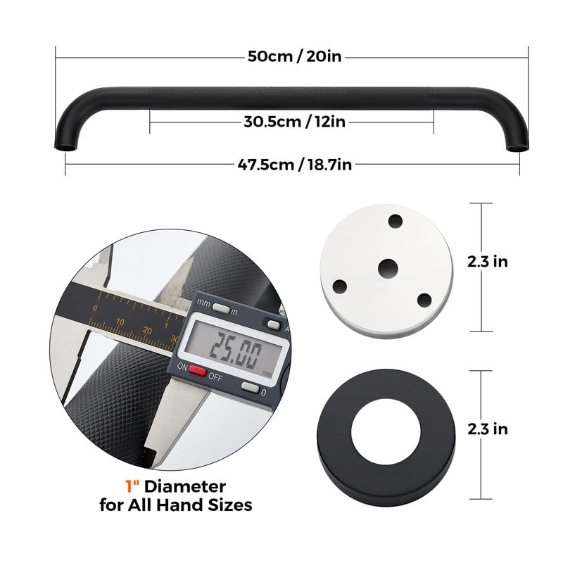 Grab Bars for Shower, 1 Pack 20-Inch Anti Slip Shower Handles for Elderly, Safety Shower Grab Bar, Stainless Steel Handicap Grab Bars for Bathroom (Black 1" Diameter)