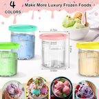 Containers Replacement for Ninja Creami Pints and Lids, 24oz Ice Cream Cups Compatible with Ninja Creami NC500 NC501 Series Maker, for Ninja Ice Cream with Insulated Sleeves(4 Pack)
