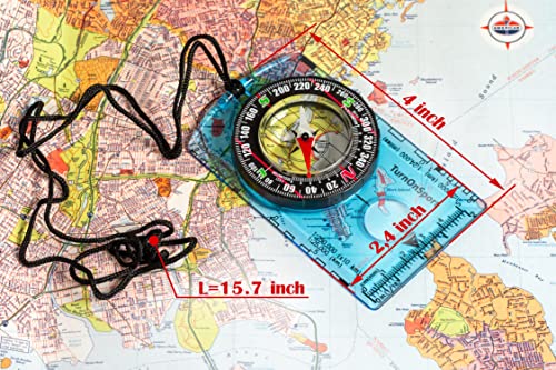 Orienteering Compass Hiking Backpacking Compass | Advanced Scout Compass Camping Navigation - Boy Scout Compass for Kids | Professional Field Compass for Map Reading - Best TurnOnSport Survival Gifts