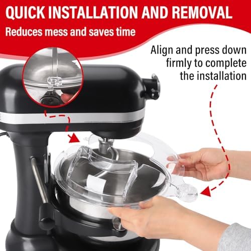 Pouring Shield for KitchenAid 6-7Qt Bowl Lift Stand Mixer (for Stainless Steel Bowls Only), Splash Guard Mixers Bowl Cover for Kitchen aid Accessories and Attachments (Clear)