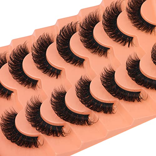 JIMIRE Mink Lashes Natural Fluffy False Eyelashes Volume Wispy 15MM Thick Fake Lashes Look Like Eyelash Extensions Pestañas 7 Pairs Pack