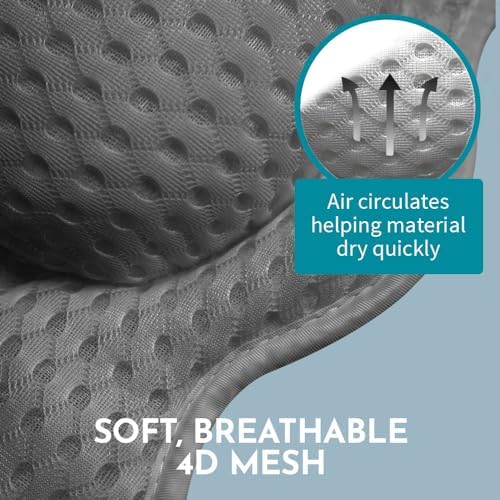 WONDERfoam Thick Padded Ergonomic Bath Pillow for Tub, Bathtub Headrest Neck and Back Support, Strong Suction, Machine Wash, Breathable Mesh Quick Dry Pillows, Luxury Bathtub and Spa Accessories, Gray