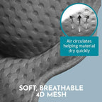 WONDERfoam Thick Padded Ergonomic Bath Pillow for Tub, Bathtub Headrest Neck and Back Support, Strong Suction, Machine Wash, Breathable Mesh Quick Dry Pillows, Luxury Bathtub and Spa Accessories, Gray