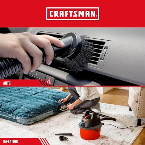 CRAFTSMAN CMXZVBE38688 1-1/4 in. 3-Piece Accessory Wet Dry Vac Attachment Kit, Industrial-Grade Shop Vacuum Accessories for Inflating, Dusting and Detail Cleaning, Fits 1-1/4 in. Hose Diameter