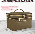 Double Layer Travel Makeup Bag Women, Large Cosmetic Case, Organizer for Travel-Size Accessories Bottles, Brushes, and Skin Care Products (Brown, Double-Layer)