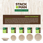 100% Compostable Square Paper Plates [50-Pack] - {PFAS-Free} - {BPI Certified} - [10 Inch] Heavy Duty, Eco-Friendly, Biodegradable Bagasse Dinner Plates - Natural Brown 10" Plate by Stack Man