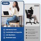 SweetSlubr Seat Cushion for Taibone Pain Relief, Office Chair Cushion, Memory Foam Large Chair Cushion with Non-Slip Cover for Soft Support at Office Chair, Car Seat, Airplane, Bleacher Black/XLarge