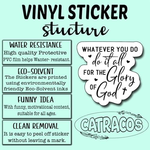 (3Pcs) Whatever You Do Do It All for The Glory of God Sticker, Christian Gifts Decorate Books Laptop Phone, Water Bottles Kindles Stickers, Tumbler Sticker Waterproof Vinyl Decorate 3" Inch