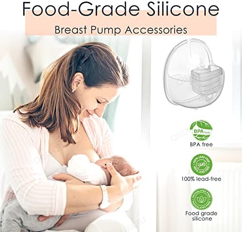 QIUXQIU Wearable Breast Pump Accessories Milk Collector Cup,Including Valve & Silicone Diaphragm & 24mm Flange Silicone Shield Kit BPA-Free QIUXQIU Pump S18/S21 Parts Replace - 180ml (27mm)