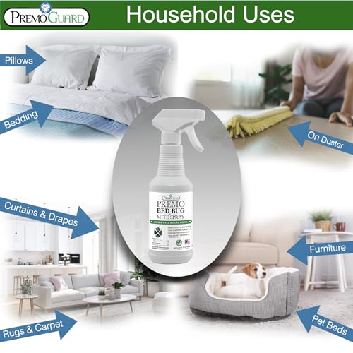 Bed Bug Killer Spray by Premo Guard 16 oz – Fast Acting Bed Bug Treatment – Stain & Scent Free – Child & Pet Safe – Best Extended Protection – Natural & Non Toxic Formula
