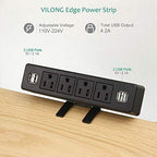 VILONG Desk Clamp Power Strip with USB Port, 4 Outlet Desktop Mount Charging Power Station,on Desk Edge Power Outlet Office Accessories - 6.5Ft Extension Cord