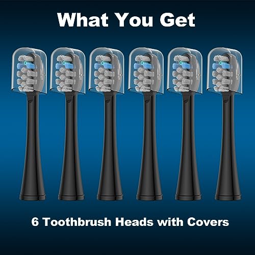 FitMount 6 Pack Toothbrush Replacement Heads Compatible with WaterPik Sonic Fusion 2.0, FitMount Flossing Brush Head Fit for Water-Pic SF-01W SF-02W and 2.0 SF-03 SF-04