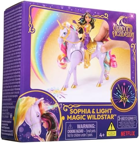 Unicorn Academy, Sophia & Light Magic Wildstar with Rainbow Light-up Effects, 2 Riding Accessories, Dolls & Unicorn Toys for Girls Ages 4 and up