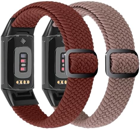 Elastic Braided Bands Compatible with Fitbit Charge 5/Fitbit Charge 6 for Women Men, Breathable Adjustable Stretchy Nylon Loop Sport Replacement Wristbands for Fitbit Charge 6 Charge 5 Straps