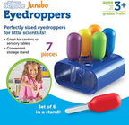 Learning Resources Jumbo Colorful Eyedroppers - Set of 6 with Stand, Ages 3+, Science Class Tools, Preschool Science, Sensory Accessories,Droppers for Kids,Back to School Supplies