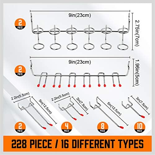 HORUSDY 238-Piece Pegboard Hooks Assortment, Pegboard Accessories with Pegboard Bins for Organizing Various Tools