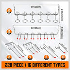 HORUSDY 238-Piece Pegboard Hooks Assortment, Pegboard Accessories with Pegboard Bins for Organizing Various Tools