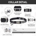 GAMUDA Dog Harness, Collar and Seat Belt Set, Vehicle Safety Harness, Retractable Adjustable Pet Seatbelts with Travel Strap and Carabiner for Most Cars (Black, L)