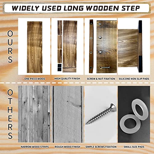 39IN Long Wooden Step Stool for Elderly, Half Wooden Riser Step Stool for Bedside, Bathroom, Kitchen and Outdoor High Steps(39.0" L*11.5" W*4.6" H)