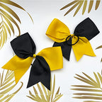 Hipcheer 20pcs 8" Large Cheer Bows for Girls, Hand-made Grosgrain Ribbon Hair Accessories for Teen Girls Softball Cheerleader Sports (Black/Gold)