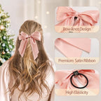Yougeigy 6PCS Bow Hair Ties, Satin Hair Ribbon, Ribbon Hair Bows for Women Girls, Elastics Hair Scrunchies for Thick Thin Hair, Bows Hair Accessories for Valentine's Day