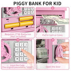 TEMI Piggy Bank for Kids, Electronic Coin Money Bank for 3 4 5 6 7 8 9 10 Year Old Girls Gifts, Cash Coin Can ATM Bank for Kids 5-7, Christmas Birthday Gifts (Pink)
