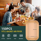 Air Fryer Disposable Paper Liners for Ninja Dual Airfryer Accessories, Non-Stick Parchment Rectangular for Baking, Oil Proof, Water Proof, for Microwave Oven (150PCS, 8.6in x 5.5in）