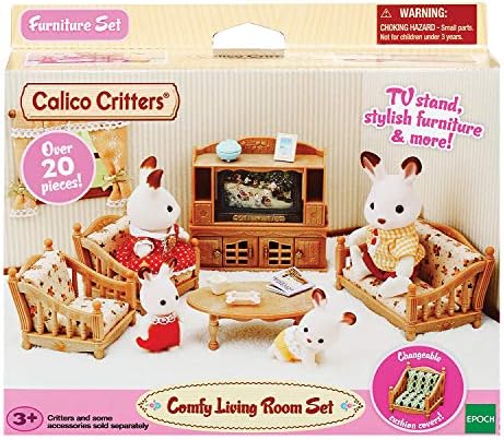 Calico Critters Comfy Living Room Set - Toy Dollhouse Furniture & Accessories Set for Ages 3+